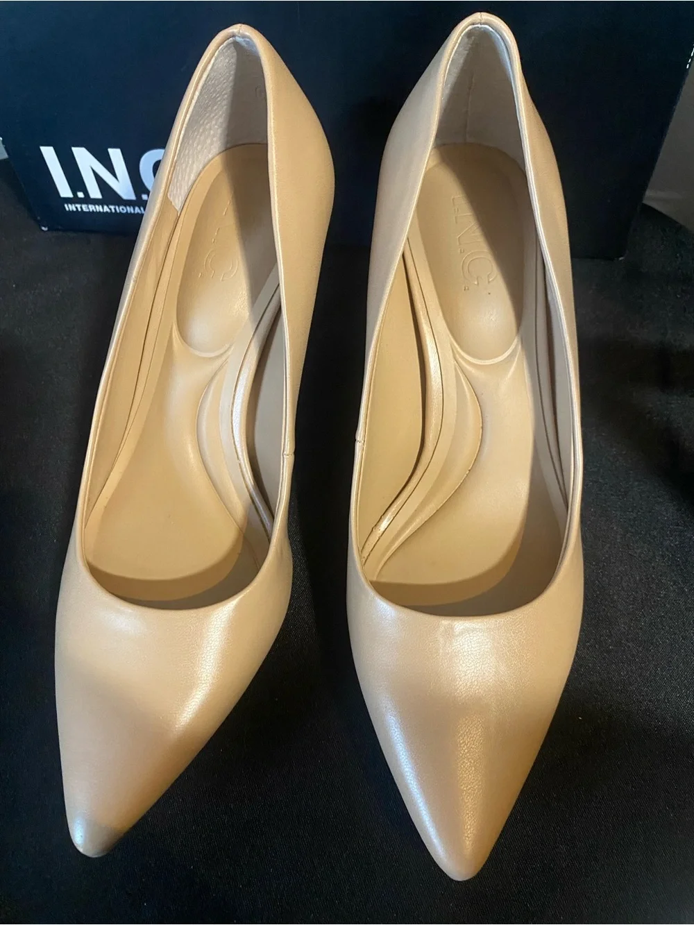 INC “Zitah” Pointed-Toe High Heels In Almond Tan